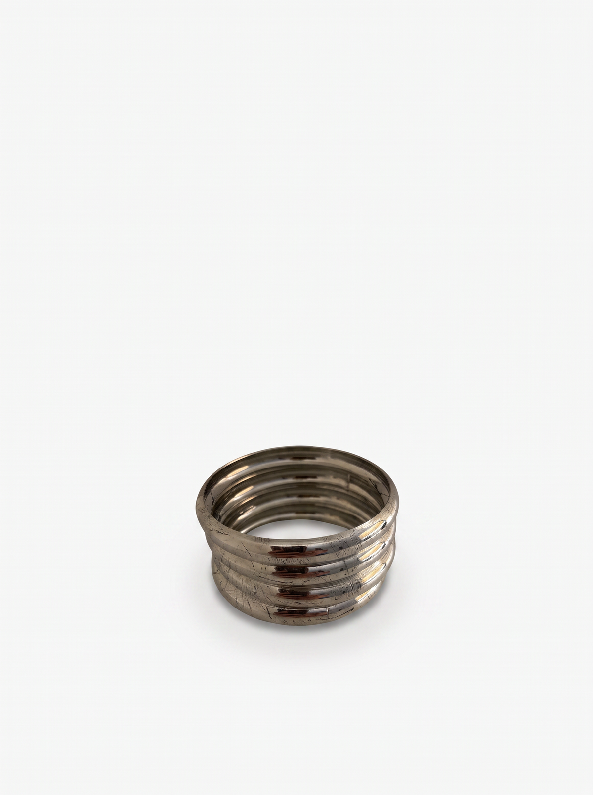 SILVER 4PC THICK BANGLES SET