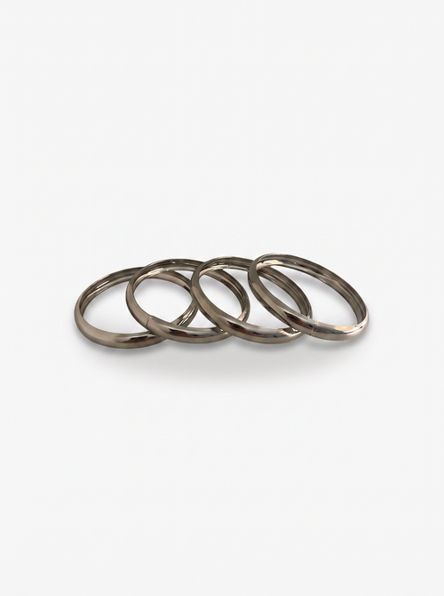SILVER 4PC THICK BANGLES SET